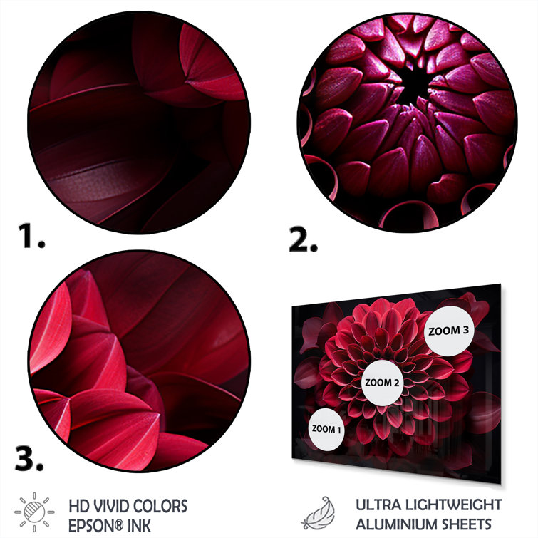 Latitude Run® Majestic Red Dahlia Floral Metal Wall Decor Set